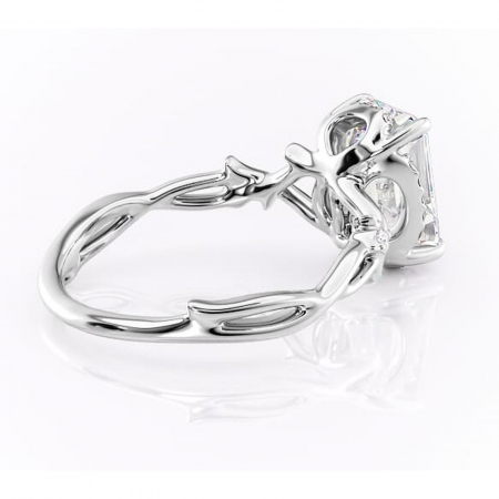 Inel de logodnă Isolde din aur Alb 14kt cu moissanite tăietură smarald – Halo rafinată pentru profil mediu | Personalizează și configurează gratuit online [2]