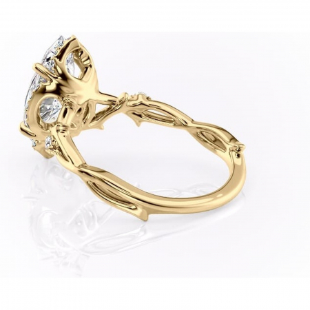 Inel de logodnă Isolde din aur Galben 14kt cu moissanite tăietură marquise – Halo rafinată pentru profil mediu | Personalizează și configurează gratuit online [4]