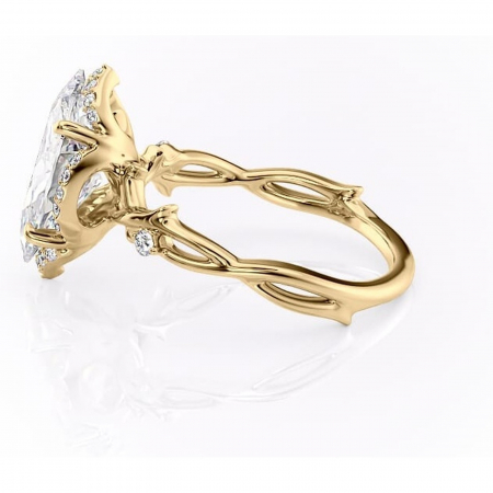 Inel de logodnă Isolde din aur Galben 14kt cu moissanite tăietură marquise – Halo rafinată pentru profil mediu | Personalizează și configurează gratuit online [5]