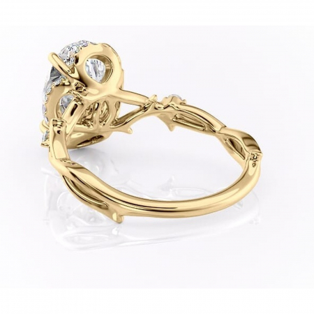 Inel de logodnă Isolde din aur Galben 14kt cu moissanite tăietură ovală – Halo rafinată pentru profil mediu | Personalizează și configurează gratuit online [3]