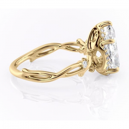 Inel de logodnă Isolde din aur Galben 18kt cu moissanite tăietură pară – Halo rafinată pentru profil mediu | Personalizează și configurează gratuit online [1]