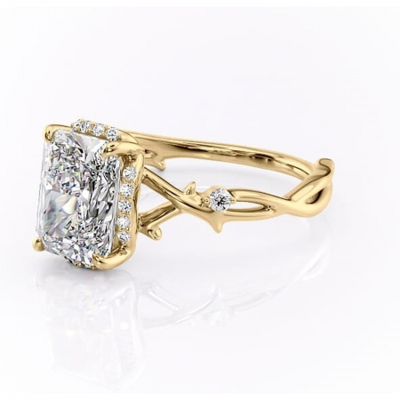 Inel de logodnă Isolde din aur Galben 14kt cu moissanite tăietură radiantă – Halo rafinată pentru profil mediu | Personalizează și configurează gratuit online [6]