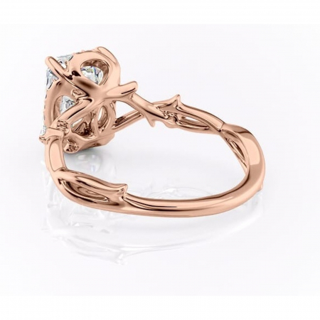Inel de logodnă Isolde din aur Rose 14kt cu moissanite tăietură radiantă – Halo rafinată pentru profil mediu | Personalizează și configurează gratuit online [3]