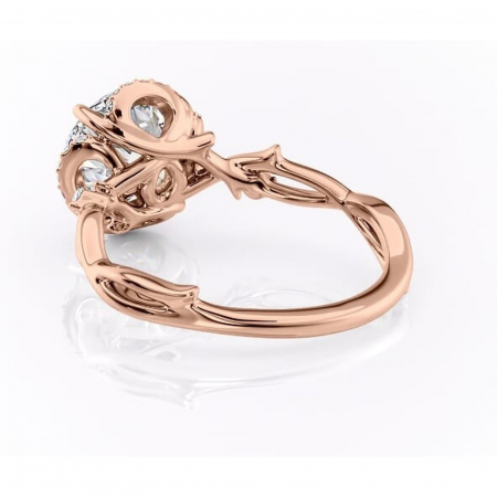 Inel de logodnă Isolde din aur Rose 14kt cu moissanite tăietură rotundă – Halo rafinată pentru profil mediu | Personalizează și configurează gratuit online [3]