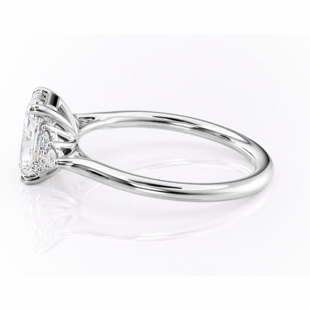 Inel de logodnă Ivylyn din aur Alb 14kt cu moissanite tăietură radiantă – Montură cu trei pietre rafinată pentru profil mediu | Personalizează și configurează gratuit online [5]