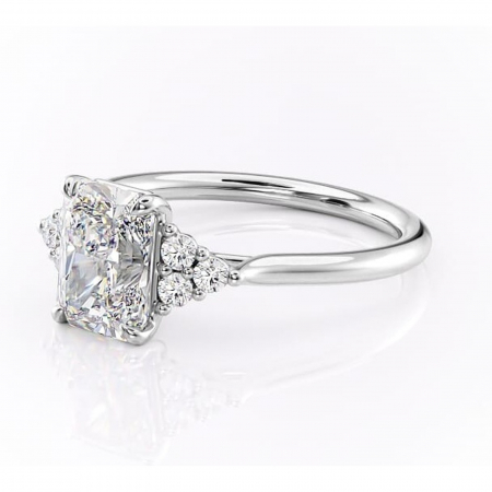 Inel de logodnă Ivylyn din aur Alb 14kt cu moissanite tăietură radiantă – Montură cu trei pietre rafinată pentru profil mediu | Personalizează și configurează gratuit online [6]