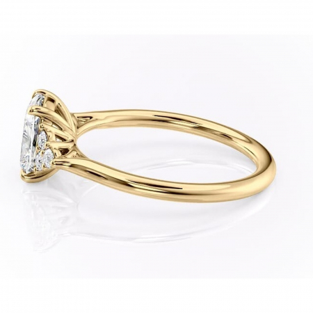 Inel de logodnă Ivylyn din aur Galben 14kt cu moissanite tăietură pernă – Montură cu trei pietre rafinată pentru profil mediu | Personalizează și configurează gratuit online [5]