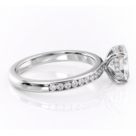Inel de logodnă Jade din aur Alb 14kt cu moissanite tăietură asscher – Montură cu canal rafinată pentru profil înalt | Personalizează și configurează gratuit online [1]
