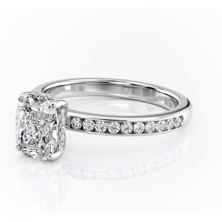 Inel de logodnă Jade din aur Alb 14kt cu moissanite tăietură asscher – Montură cu canal rafinată pentru profil înalt | Personalizează și configurează gratuit online [6]