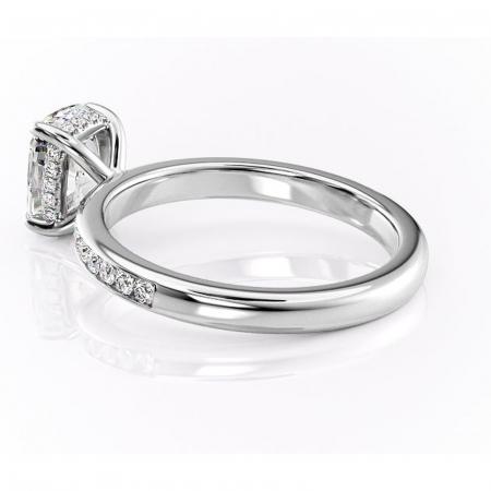 Inel de logodnă Jade din aur Alb 14kt cu moissanite tăietură asscher – Montură cu canal rafinată pentru profil înalt | Personalizează și configurează gratuit online [4]