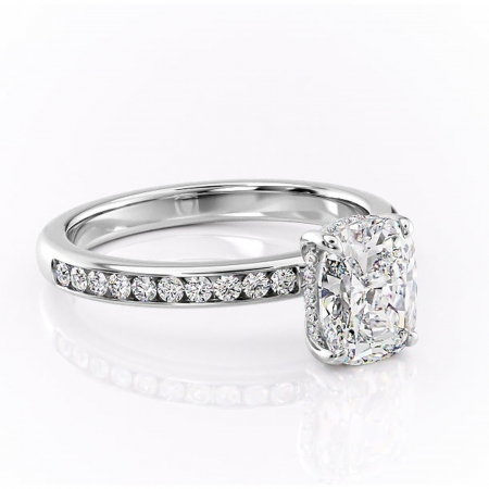 Pernă alungită - Inel de logodnă Jade din aur Alb 14kt cu moissanite tăietură asscher – Montură cu canal rafinată pentru profil înalt | Personalizează și configurează gratuit online