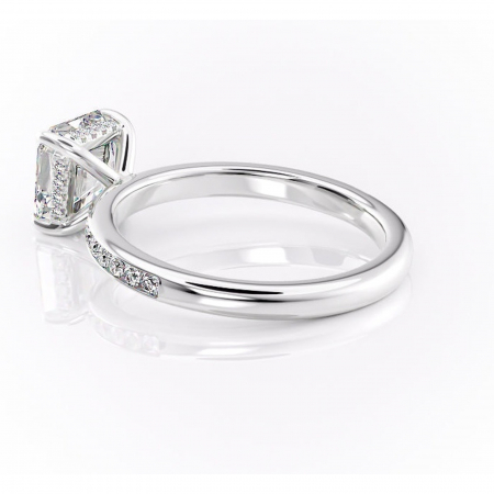 Inel de logodnă Jade din aur Alb 14kt cu moissanite tăietură asscher – Montură cu canal rafinată pentru profil înalt | Personalizează și configurează gratuit online [4]