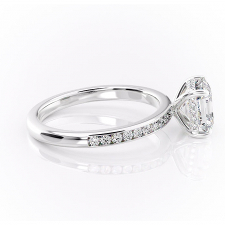 Inel de logodnă Jade din aur Alb 14kt cu moissanite tăietură asscher – Montură cu canal rafinată pentru profil înalt | Personalizează și configurează gratuit online [1]