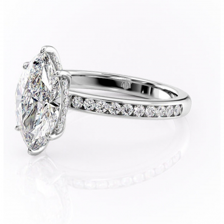 Inel de logodnă Jade din aur Alb 14kt cu moissanite tăietură marquise – Montură cu canal rafinată pentru profil înalt | Personalizează și configurează gratuit online [6]