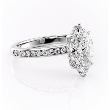 Marquise - Inel de logodnă Jade din aur Alb 14kt cu moissanite tăietură marquise – Montură cu canal rafinată pentru profil înalt | Personalizează și configurează gratuit online