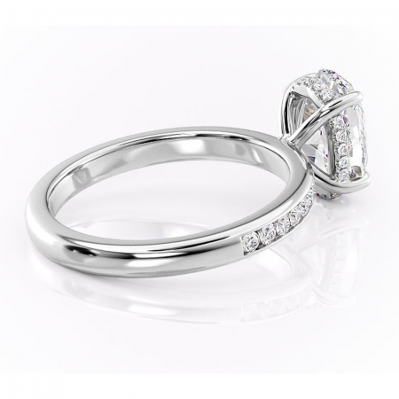 Inel de logodnă Jade din aur Alb 14kt cu moissanite tăietură ovală – Montură cu canal rafinată pentru profil înalt | Personalizează și configurează gratuit online [2]
