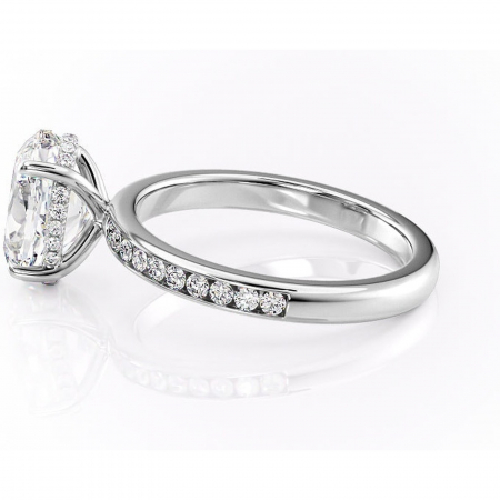 Inel de logodnă Jade din aur Alb 14kt cu moissanite tăietură ovală – Montură cu canal rafinată pentru profil înalt | Personalizează și configurează gratuit online [5]
