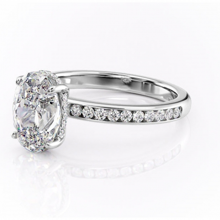 Inel de logodnă Jade din aur Alb 14kt cu moissanite tăietură ovală – Montură cu canal rafinată pentru profil înalt | Personalizează și configurează gratuit online [6]