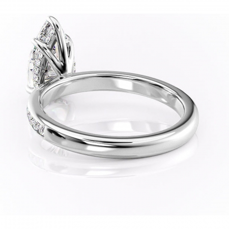 Inel de logodnă Jade din aur Alb 14kt cu moissanite tăietură pară – Montură cu canal rafinată pentru profil înalt | Personalizează și configurează gratuit online [3]