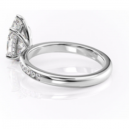 Inel de logodnă Jade din aur Alb 14kt cu moissanite tăietură pară – Montură cu canal rafinată pentru profil înalt | Personalizează și configurează gratuit online [4]