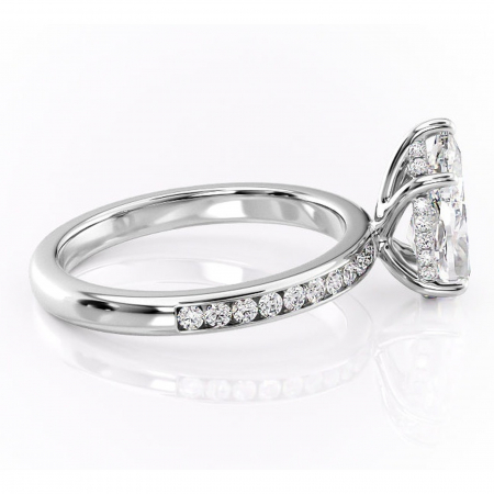 Inel de logodnă Jade din aur Alb 14kt cu moissanite tăietură pară – Montură cu canal rafinată pentru profil înalt | Personalizează și configurează gratuit online [1]