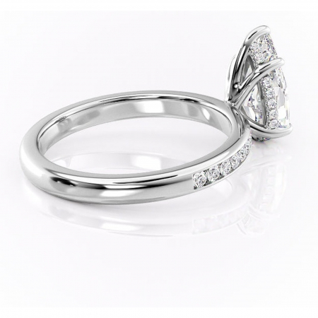 Inel de logodnă Jade din aur Alb 14kt cu moissanite tăietură pară – Montură cu canal rafinată pentru profil înalt | Personalizează și configurează gratuit online [2]
