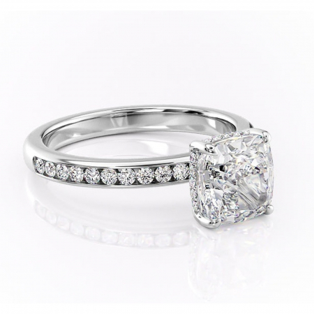 Pernă - Inel de logodnă Jade din aur Alb 14kt cu moissanite tăietură pernă – Montură cu canal rafinată pentru profil înalt | Personalizează și configurează gratuit online