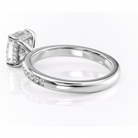 Inel de logodnă Jade din aur Alb 18kt cu moissanite tăietură pernă – Montură cu canal rafinată pentru profil înalt | Personalizează și configurează gratuit online [4]
