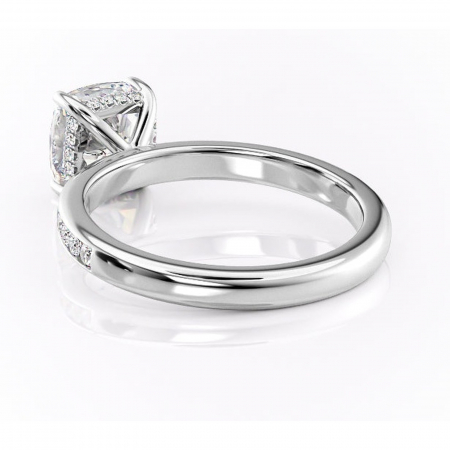Inel de logodnă Jade din aur Alb 18kt cu moissanite tăietură pernă – Montură cu canal rafinată pentru profil înalt | Personalizează și configurează gratuit online [3]