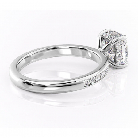 Inel de logodnă Jade din aur Alb 18kt cu moissanite tăietură pernă – Montură cu canal rafinată pentru profil înalt | Personalizează și configurează gratuit online [2]