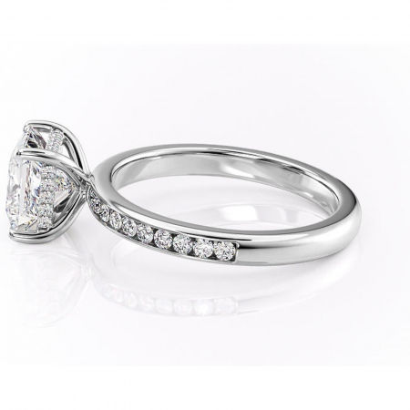 Inel de logodnă Jade din aur Alb 18kt cu moissanite tăietură princess – Montură cu canal rafinată pentru profil înalt | Personalizează și configurează gratuit online [5]
