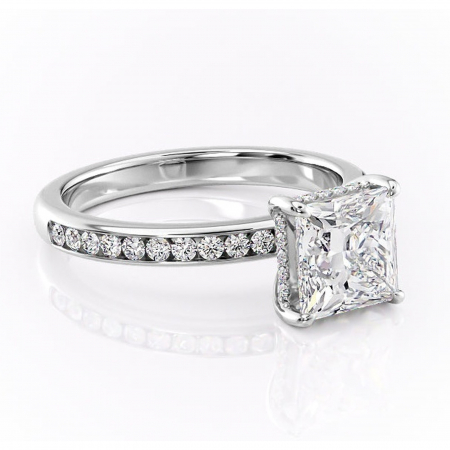 Princess - Inel de logodnă Jade din aur Alb 14kt cu moissanite tăietură princess – Montură cu canal rafinată pentru profil înalt | Personalizează și configurează gratuit online