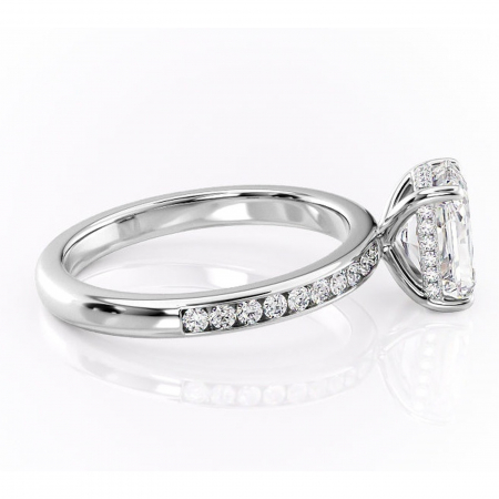 Inel de logodnă Jade din aur Alb 18kt cu moissanite tăietură radiantă – Montură cu canal rafinată pentru profil înalt | Personalizează și configurează gratuit online [1]