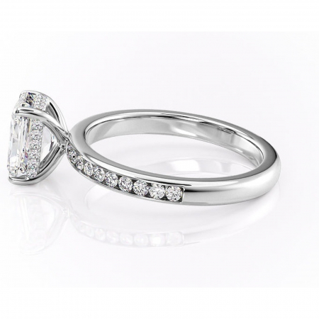 Inel de logodnă Jade din aur Alb 18kt cu moissanite tăietură radiantă – Montură cu canal rafinată pentru profil înalt | Personalizează și configurează gratuit online [5]