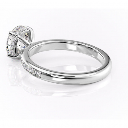 Inel de logodnă Jade din aur Alb 14kt cu moissanite tăietură rotundă – Montură cu canal rafinată pentru profil înalt | Personalizează și configurează gratuit online [4]