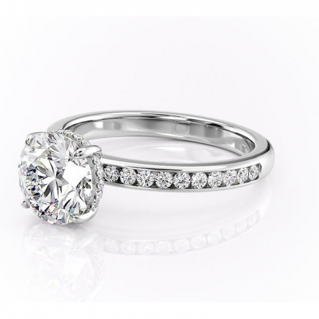 Inel de logodnă Jade din aur Alb 14kt cu moissanite tăietură rotundă – Montură cu canal rafinată pentru profil înalt | Personalizează și configurează gratuit online [6]
