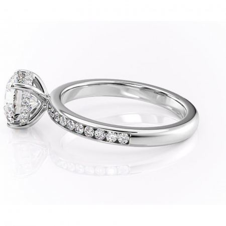 Inel de logodnă Jade din aur Alb 14kt cu moissanite tăietură rotundă – Montură cu canal rafinată pentru profil înalt | Personalizează și configurează gratuit online [5]