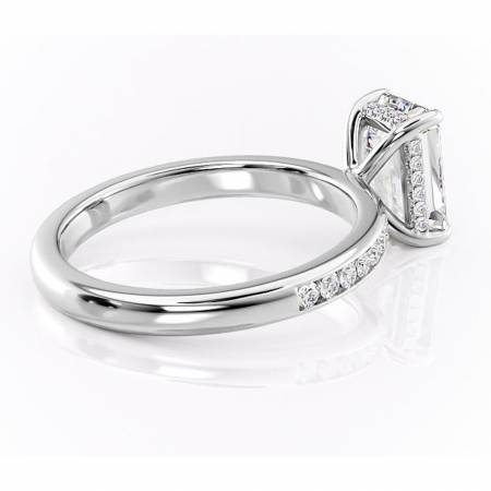 Inel de logodnă Jade din aur Alb 14kt cu moissanite tăietură smarald – Montură cu canal rafinată pentru profil înalt | Personalizează și configurează gratuit online [2]