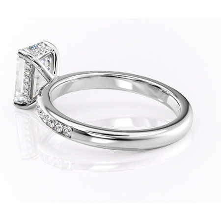 Inel de logodnă Jade din aur Alb 14kt cu moissanite tăietură smarald – Montură cu canal rafinată pentru profil înalt | Personalizează și configurează gratuit online [4]