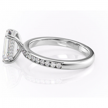 Inel de logodnă Jade din aur Alb 14kt cu moissanite tăietură smarald – Montură cu canal rafinată pentru profil înalt | Personalizează și configurează gratuit online [5]