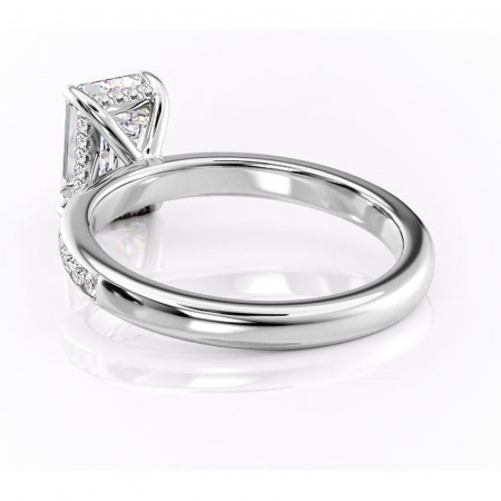 Inel de logodnă Jade din aur Alb 14kt cu moissanite tăietură smarald – Montură cu canal rafinată pentru profil înalt | Personalizează și configurează gratuit online [3]