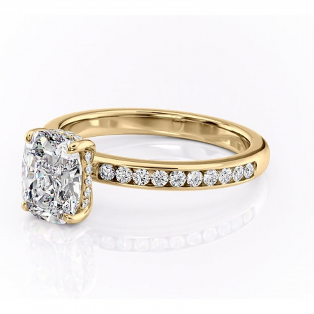 Inel de logodnă Jade din aur Galben 14kt cu moissanite tăietură asscher – Montură cu canal rafinată pentru profil înalt | Personalizează și configurează gratuit online [6]
