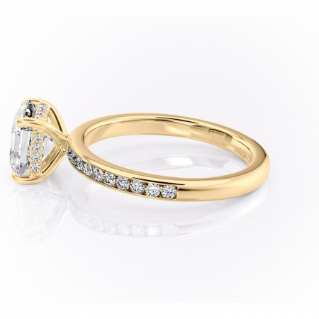 Inel de logodnă Jade din aur Galben 18kt cu moissanite tăietură asscher – Montură cu canal rafinată pentru profil înalt | Personalizează și configurează gratuit online [5]