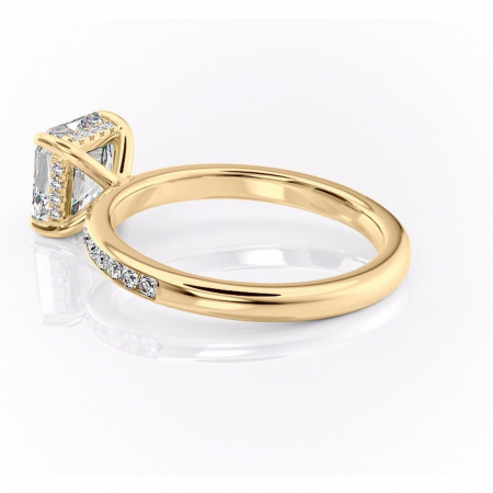 Inel de logodnă Jade din aur Galben 18kt cu moissanite tăietură asscher – Montură cu canal rafinată pentru profil înalt | Personalizează și configurează gratuit online [4]