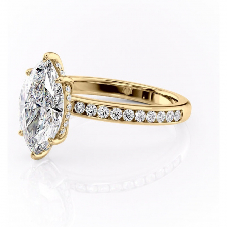 Inel de logodnă Jade din aur Galben 14kt cu moissanite tăietură marquise – Montură cu canal rafinată pentru profil înalt | Personalizează și configurează gratuit online [6]