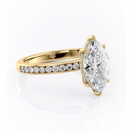 Marquise - Inel de logodnă Jade din aur Galben 18kt cu moissanite tăietură marquise – Montură cu canal rafinată pentru profil înalt | Personalizează și configurează gratuit online