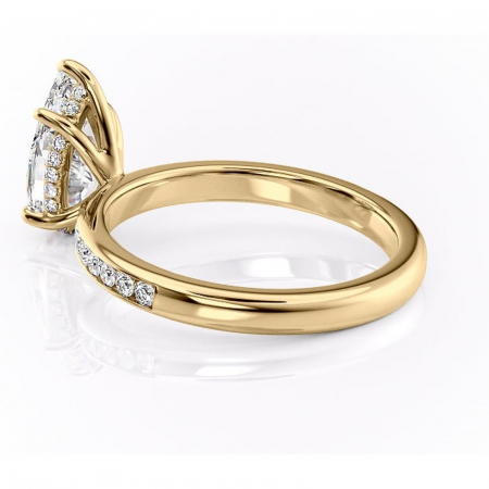 Inel de logodnă Jade din aur Galben 14kt cu moissanite tăietură pară – Montură cu canal rafinată pentru profil înalt | Personalizează și configurează gratuit online [4]