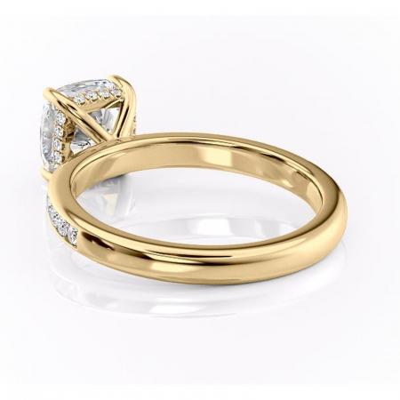 Inel de logodnă Jade din aur Galben 14kt cu moissanite tăietură pernă – Montură cu canal rafinată pentru profil înalt | Personalizează și configurează gratuit online [3]