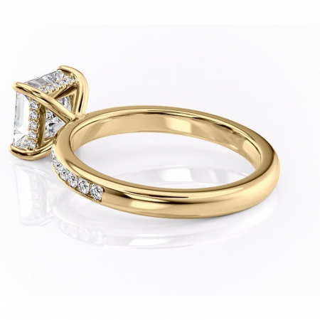 Inel de logodnă Jade din aur Galben 14kt cu moissanite tăietură princess – Montură cu canal rafinată pentru profil înalt | Personalizează și configurează gratuit online [4]
