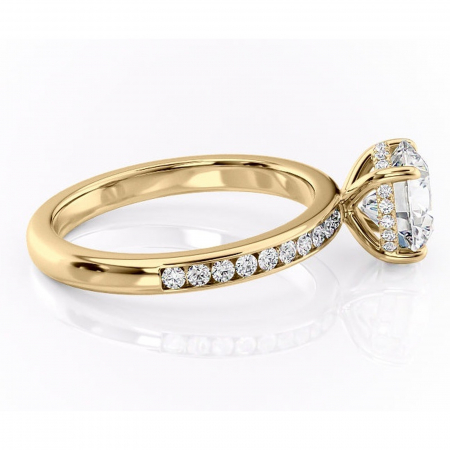 Inel de logodnă Jade din aur Galben 14kt cu moissanite tăietură rotundă – Montură cu canal rafinată pentru profil înalt | Personalizează și configurează gratuit online [1]